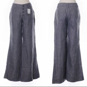 Cabi 100% Linen Gray Wide Leg Pants Size 8 Boho